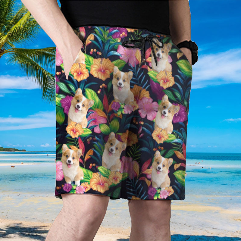 Personalized Picture Men's Beach Shorts with Butterfly Pattern Perfect Gift for Him