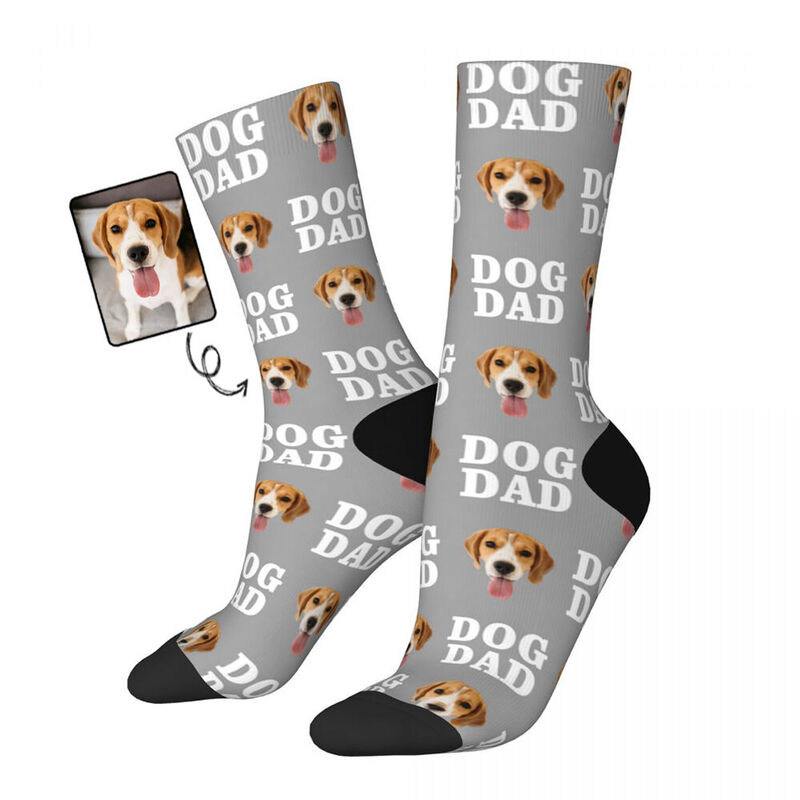 "DOG DAD" Customized Face Socks with Photos Added as a Gift for Pet Owners