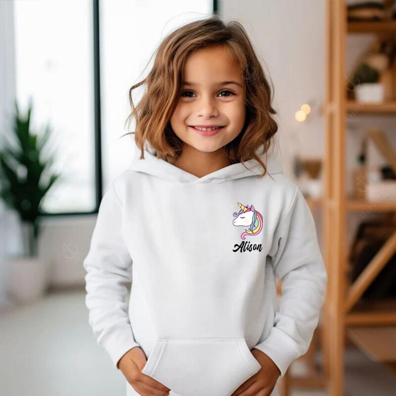 Personalized Kids Hoodie With Custom Name And Unicorn Pattern Children's Gifts