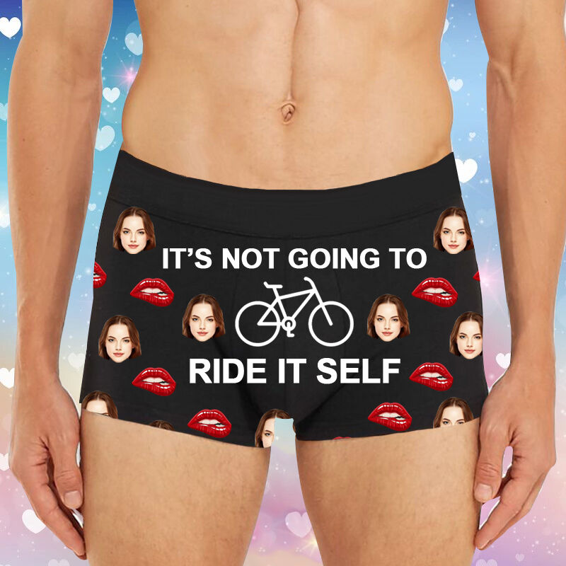 Personalized Photo Men's Underwear Boxer Briefs Funny Gift for Husband "It's Not Going to Ride It Self"