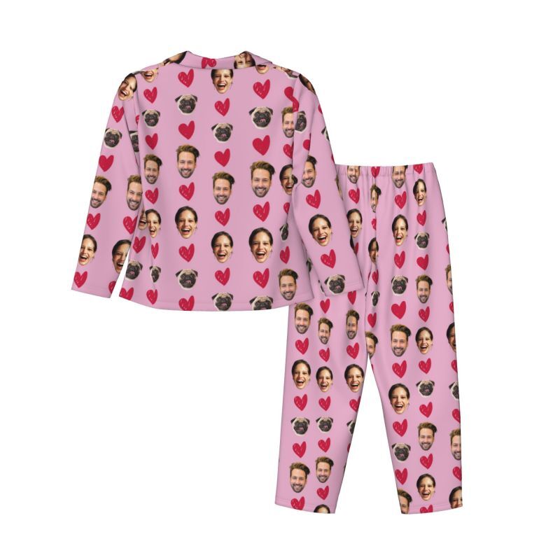 Personalized Pajamas Custom Photos of Your Loved Ones Warm Heart Design Perfect Gift for Couples