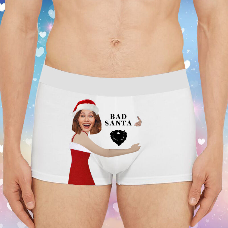 Personalized Picture Men's Underwear Boxer Briefs Interesting Christmas Gift "Bad Santa"