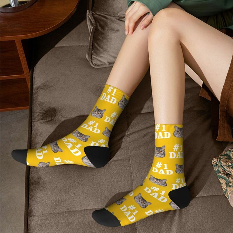 "#1 DAD" Customized Face Socks Father's Day Gift for Dad