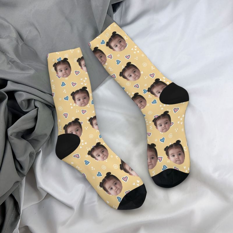Customized Face Socks Printed with Children’s Photos for Mom
