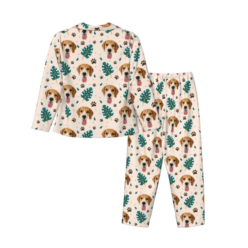 Personalized Pajamas Custom Pet Photo Palm Frond Clean Spring Design Great Gift for Pet Lovers