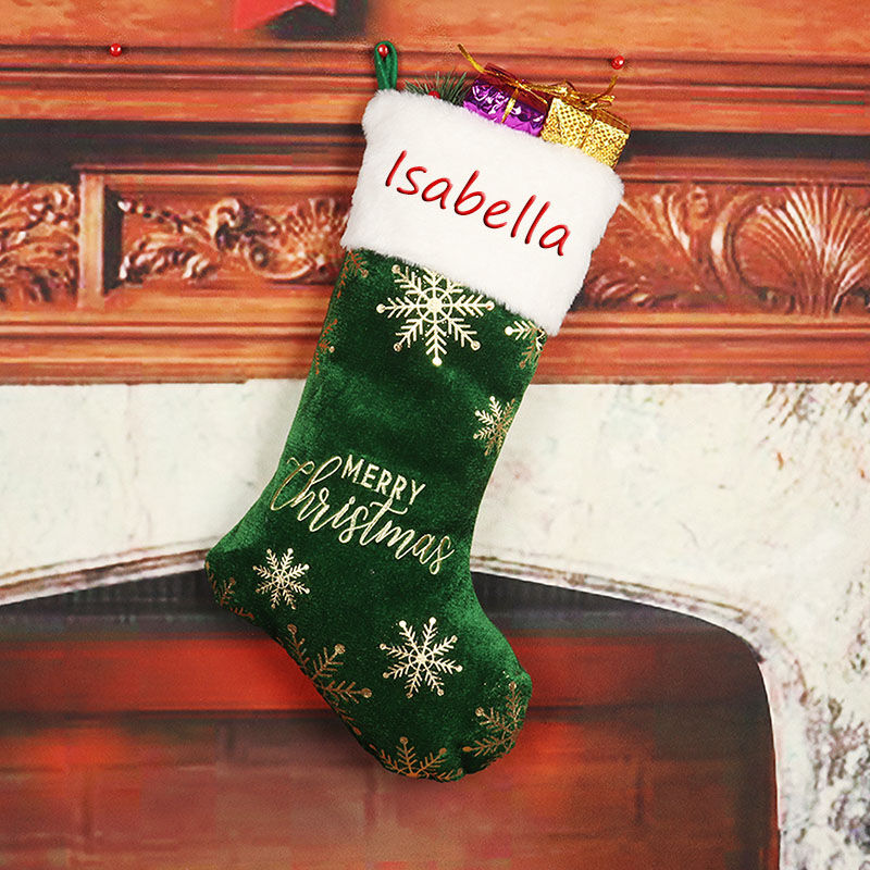 Personalized Red Merry Christmas Custom Name Christmas Sock