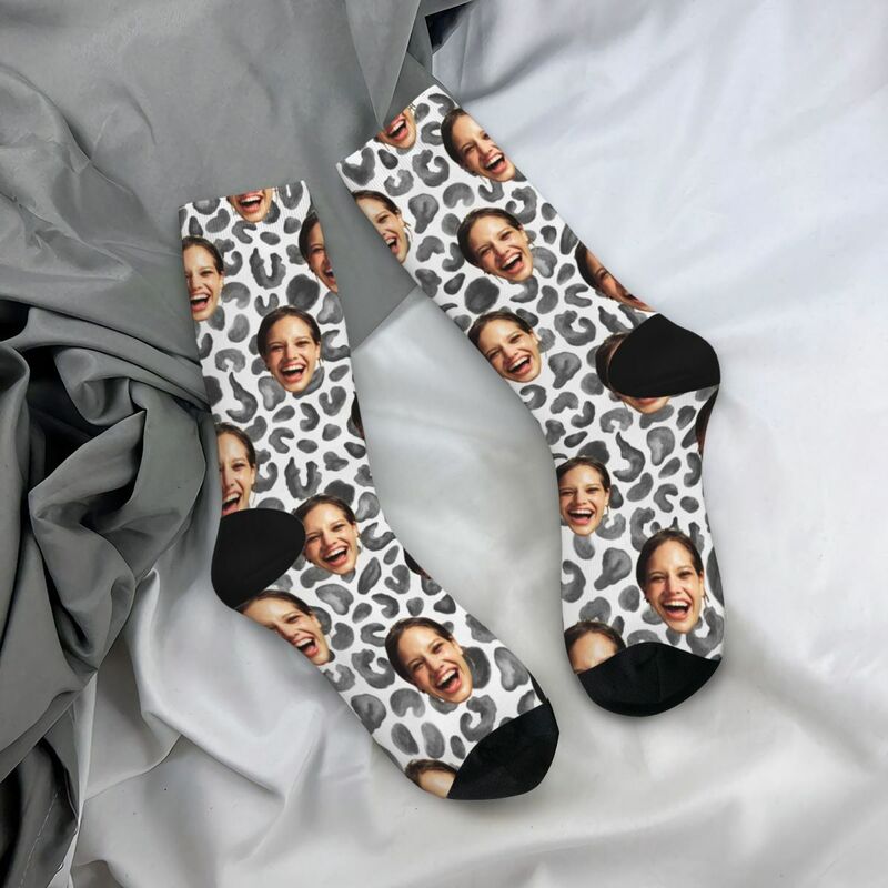Personalized Face Socks with Cow Pattern as a Gift for Friends