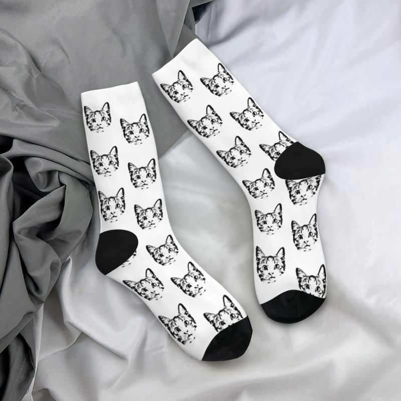 Personalized Face Socks Sketch Style Pet Minimalist Gift for Pet Owners