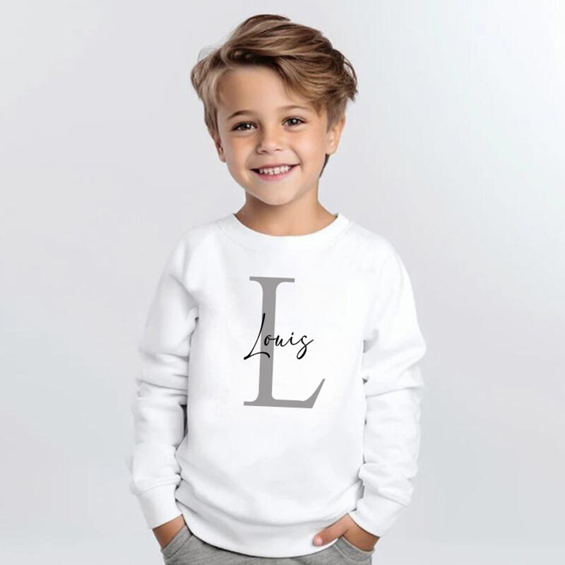 Personalized Children Sweatshirt Custom Name And Initials Simple Gift For Kids