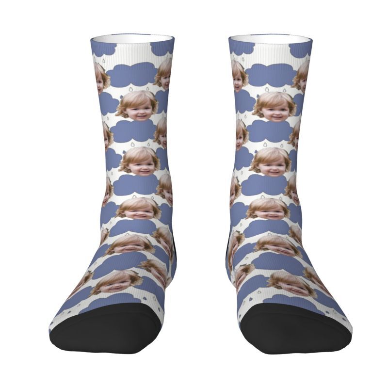 Customized Face Socks 3D Printed with Photos of Kids Gift for Mom