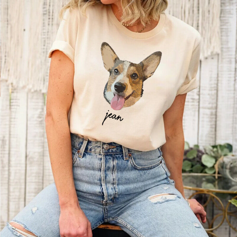 Personalized T-shirt with Custom Pet Headshot and Name for Pet Lover