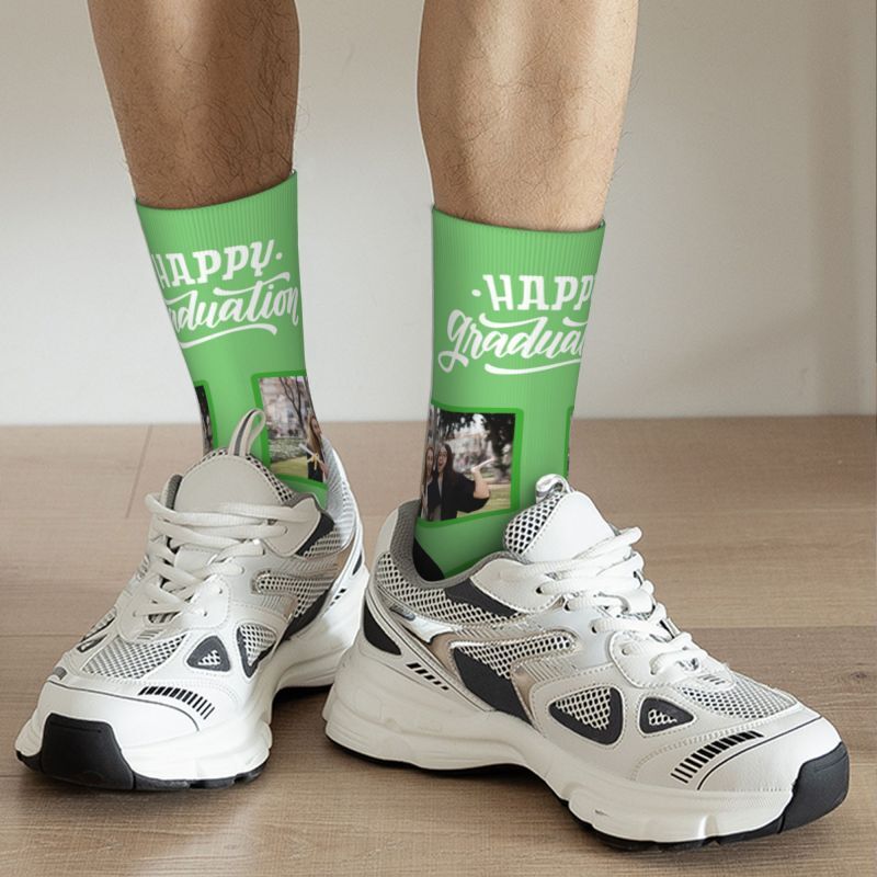 Custom Striped Face Socks 6 Colors Add Photo As Graduation Gift