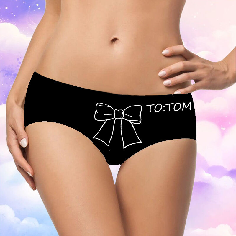 Personalized Name Women's Underwear with Bow Pattern Simple Present for Her