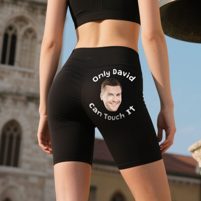 Personalized Biker Leggings Only You Can Touch It Custom Photo Design Creative Gift for Her Lovers