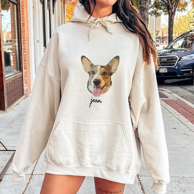 Personalized Hoodie with Custom Pet Headshot and Name for Pet Lover