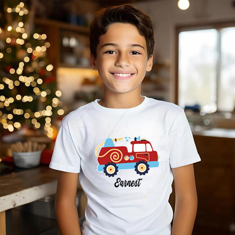 Personalized Children T-Shirt Custom Name Band Car Pattern Gift For Boys