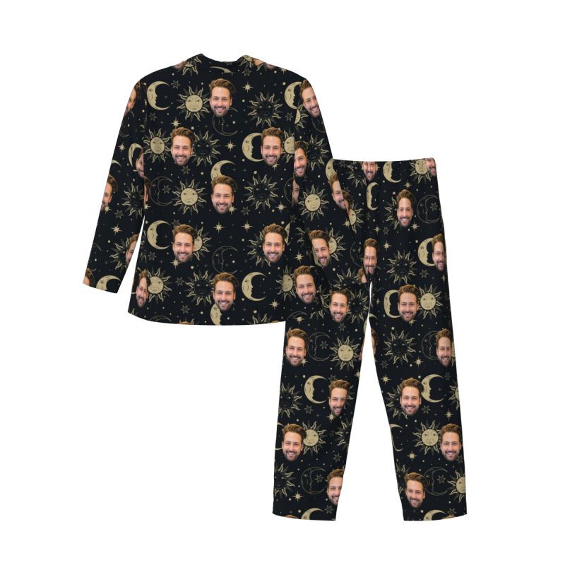Personalized Pajamas Custom Photo Artistic Sun Moon Pattern Design Exquisite Gift for Him Family
