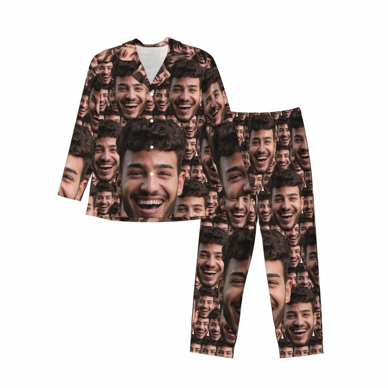 Personalized Pajamas Custom Head Photo Full Set Arrangement Design Funny Unique Gift for Loved One