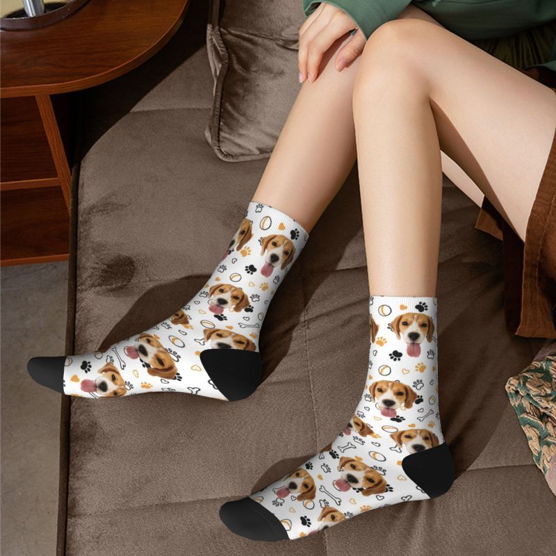 Customized Face Socks Pet Paw and Toy Print Gifts for Pet Lovers
