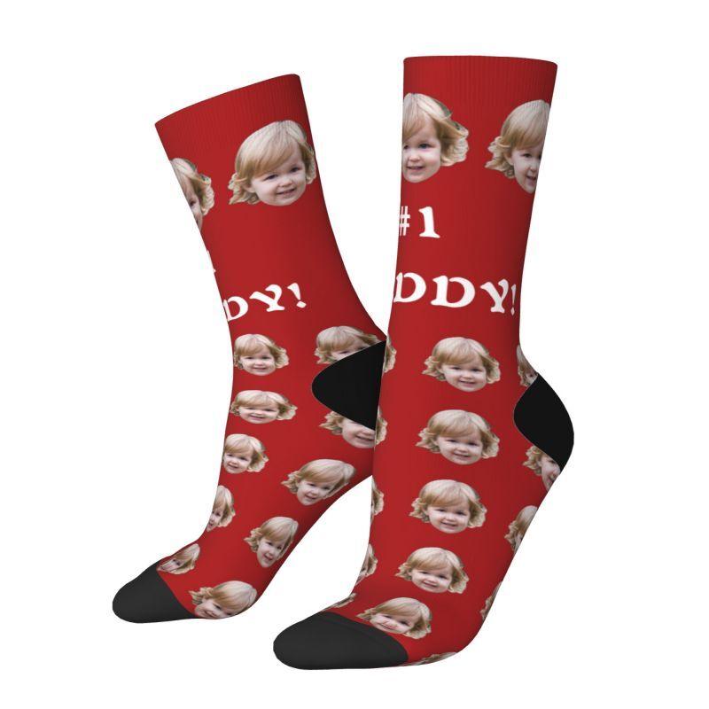 Personalized Face Socks with Child Photos Added as a Father's Day Gift