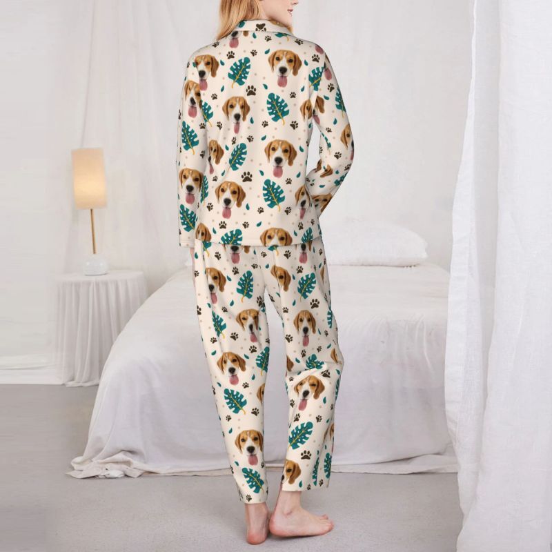 Personalized Pajamas Custom Pet Photo Palm Frond Clean Spring Design Great Gift for Pet Lovers