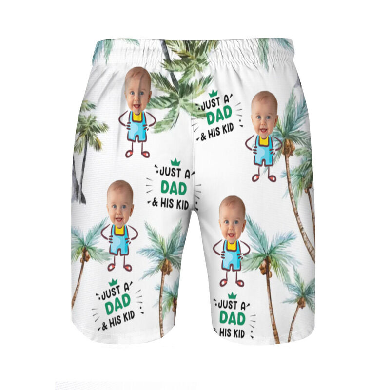 Personalized Picture Men's Beach Shorts Funny Gift for Father's Day