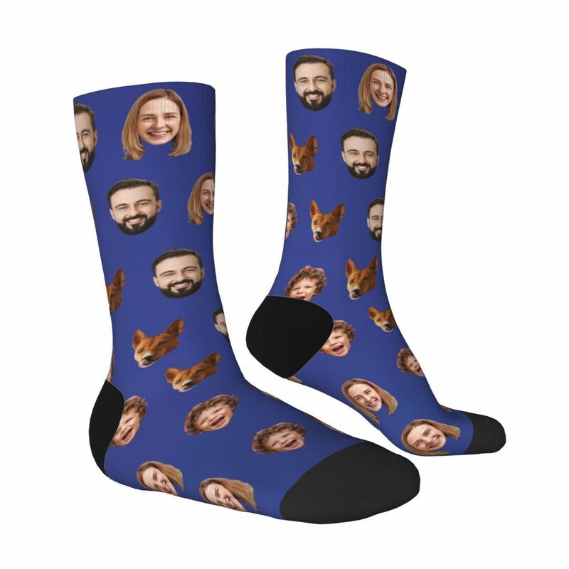 Personalized Face Socks Multiple Photos Funny Mid-calf Socks Family Gift