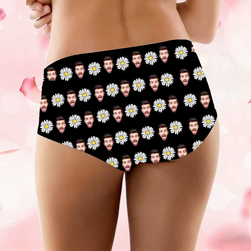 Personalized Photo Women's Underwear with Daisy Pattern Exquisite Gift for Girlfriend