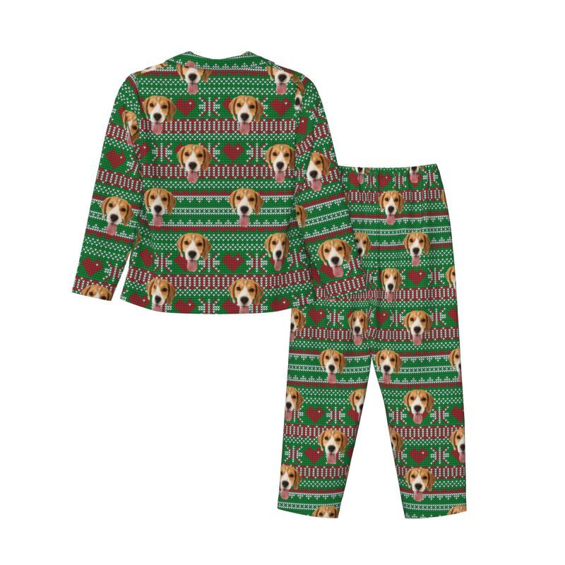 Personalized Pajamas Custom Pet Photo Christmas Love Pixel Style Design Perfect Gift for Family