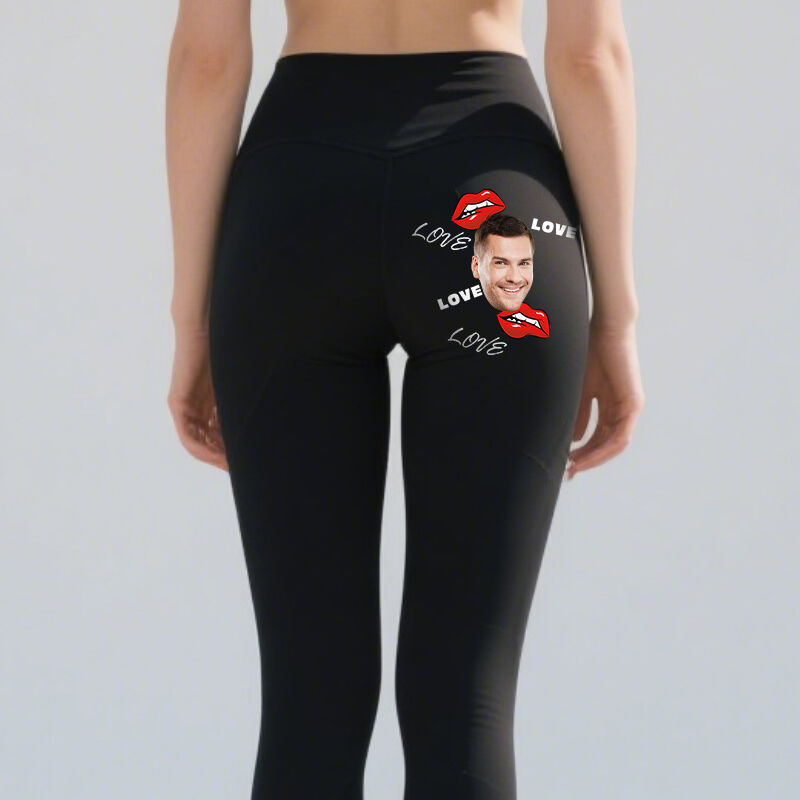 Personalized Leggings Sexy Lip Love Custom Photo Design Perfect Valentine's Day Gift for Her