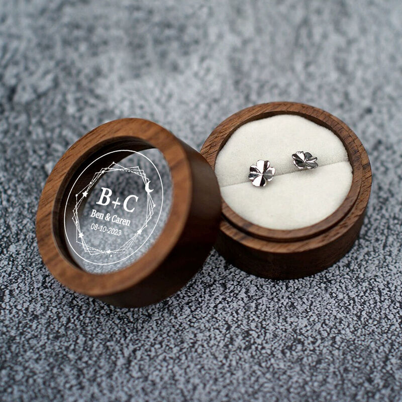 オーダーメイド イニシャル入り ネーム入り 日付き リングボックス ピアス収納ケース 結婚記念日 プレゼント