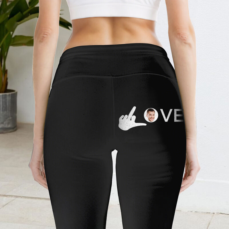 Personalized Leggings My Love Custom Head Photo Attractive Gift for Valentine's Day