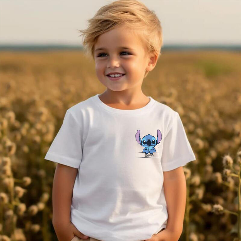 Personalized Kids T-Shirt With Customized Name And Cute Anime Pattern Children's Gifts