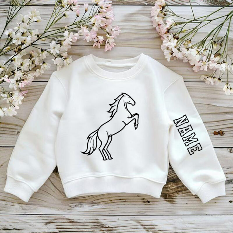 Personalized Kids Sweatshirt With Customized Name And Horse Pattern Children's Gifts