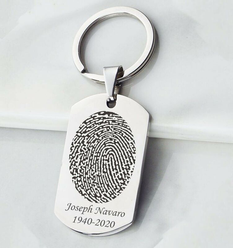 Personalized Fingerprint Key Chain With Your Own Words Engraved