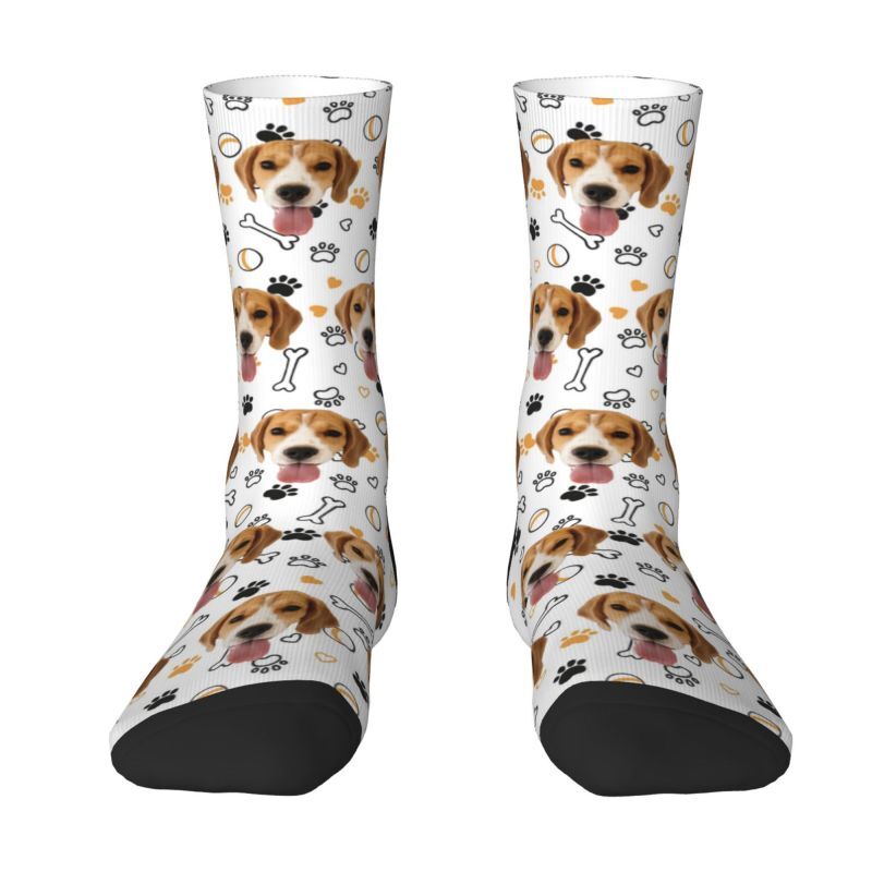 Customized Face Socks Pet Paw and Toy Print Gifts for Pet Lovers