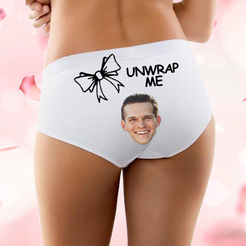 Personalized Photo Women's Underwear Funny Gift for Valentine's Day "Unwrap Me"
