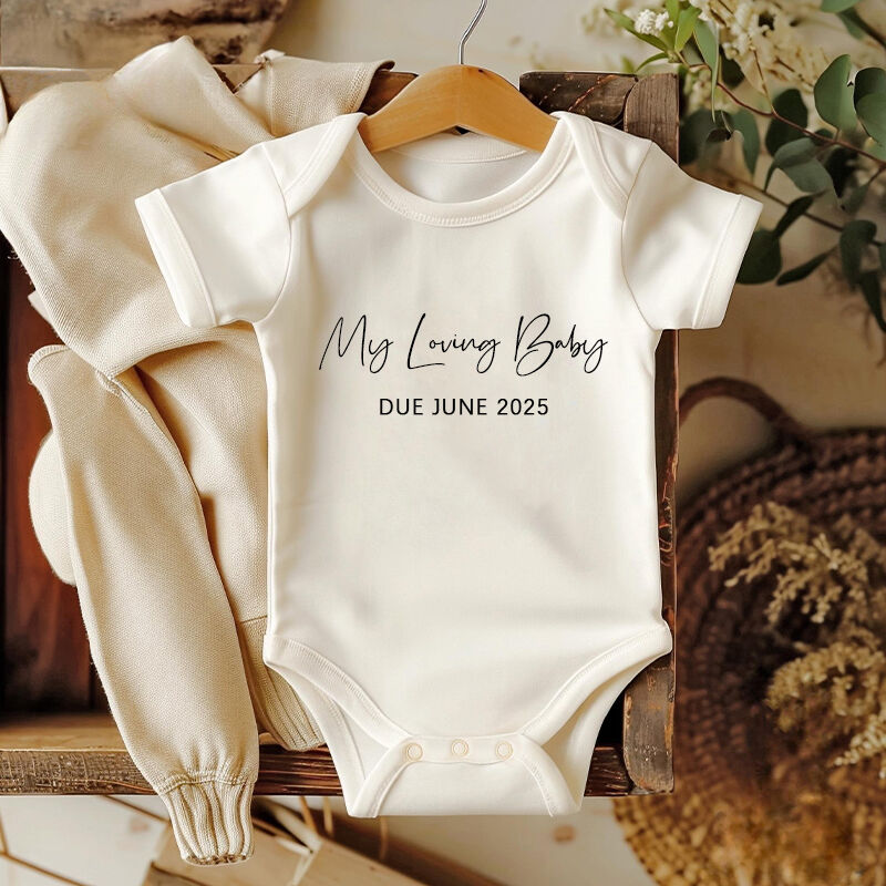 Personalized Baby Onesie Coming Soon Custom Message and Due Date Unique Warm Baby Shower New Mom Gift