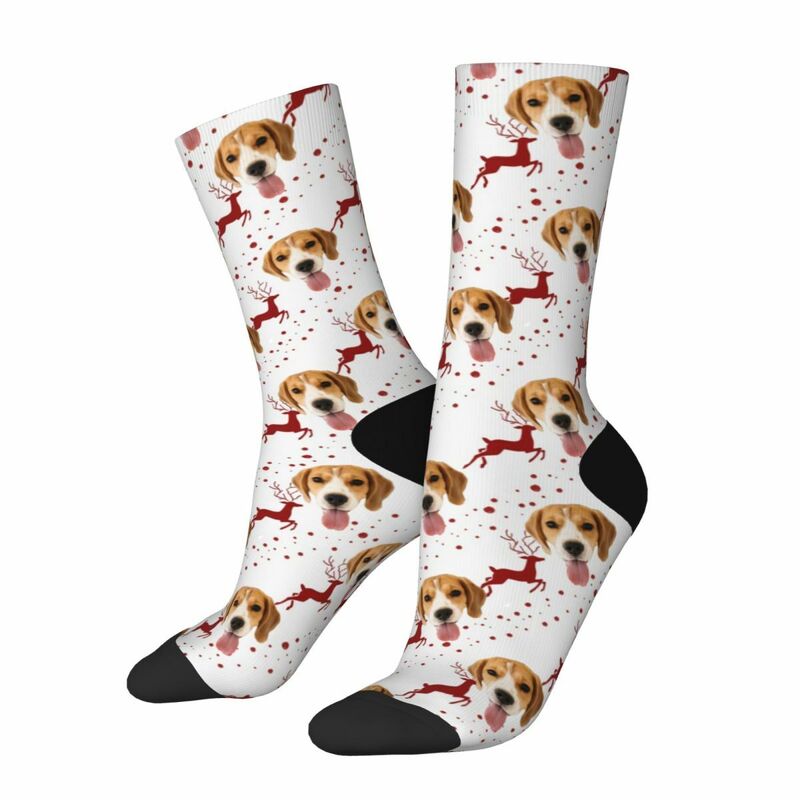 Custom Face Socks with Elk Pattern Add Pet Photo Christmas Gift for Pet Owners