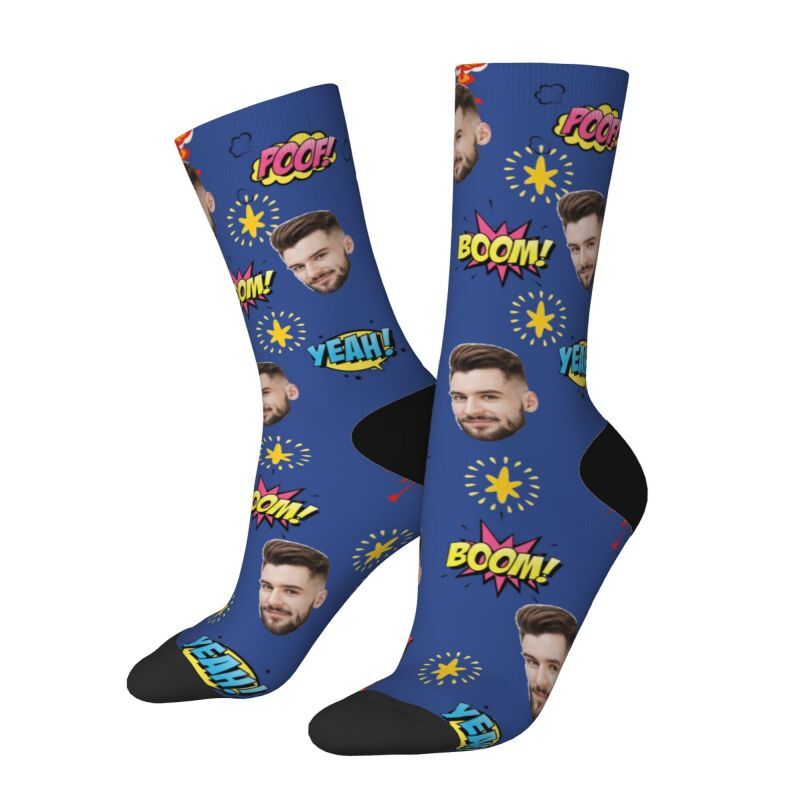 Custom Photo Socks Add Comic Text Comfort Socks