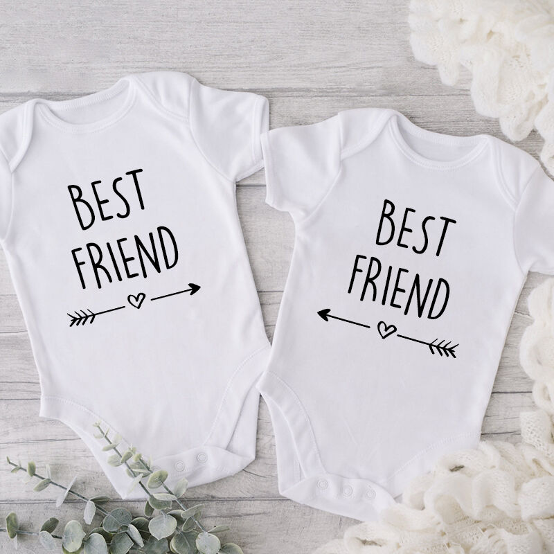 Personalized Baby Onesie Best Friends Arrow Twins Design Creative Baby Shower Gift for Kid Siblings