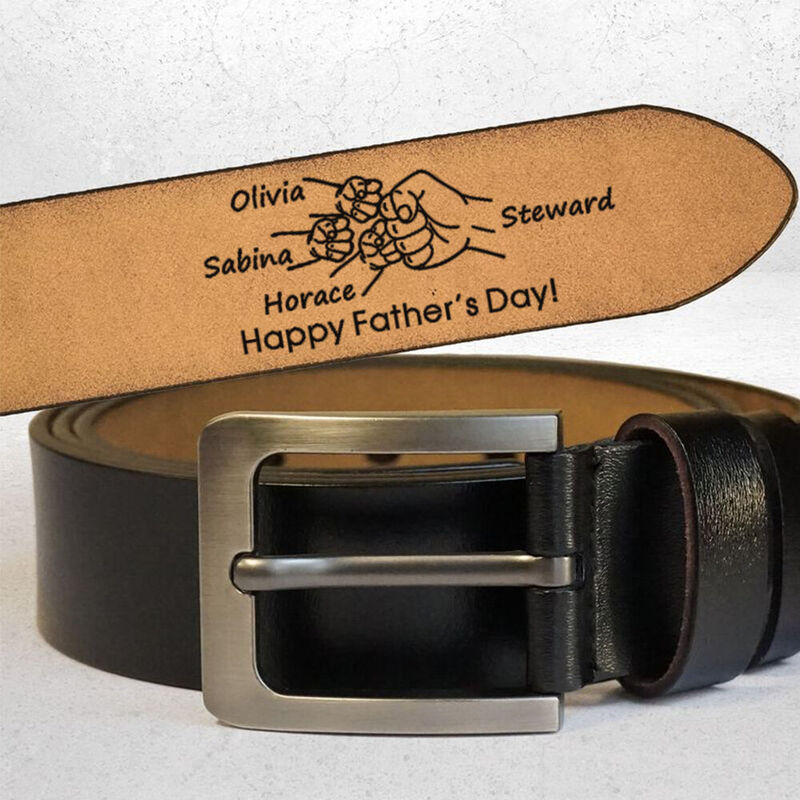 Personalized Genuine Leather Belt Dad and Baby Fist Bumping Belt for Father's Day
