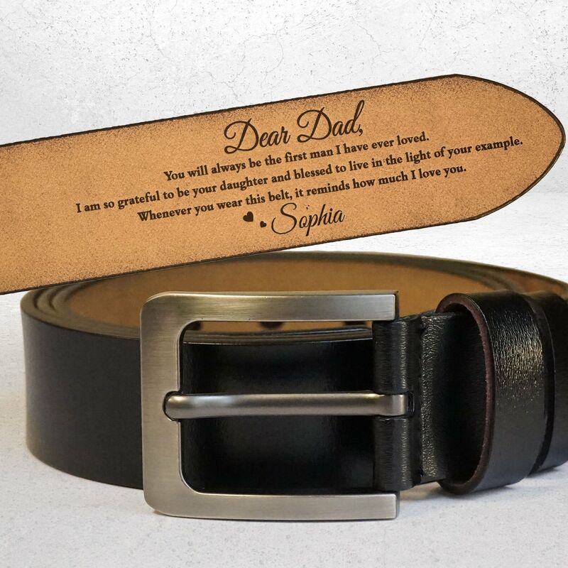 Personalized Leather Belt Customized Name Wedding Bride Thank You Gift for Dad