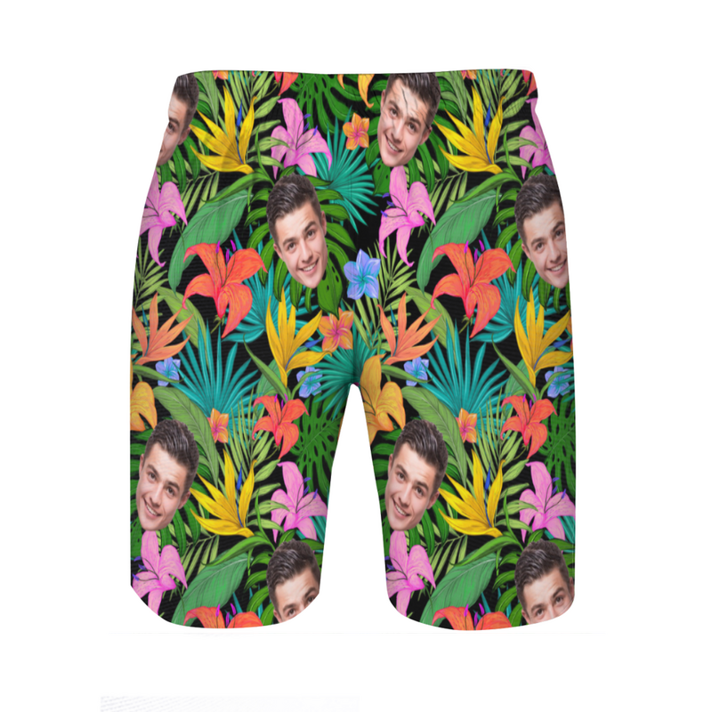 Personalized Picture Men's Beach Shorts Stylish Design Gift for Grandpa
