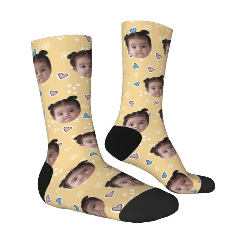 Customized Face Socks Printed with Children’s Photos for Mom