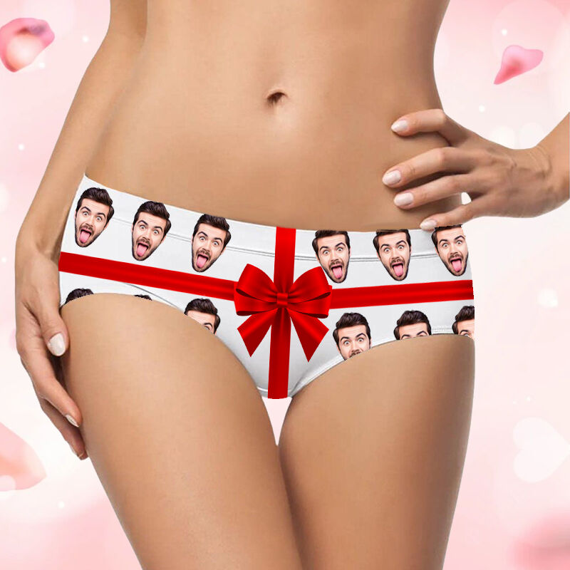 Personalized Picture Women's Underwear with Bow Pattern Surprising Gift for Her