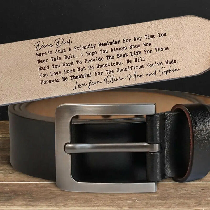 Personalized Engraved Leather Belt "We Will Forever Be Thankful" Gift for Dad
