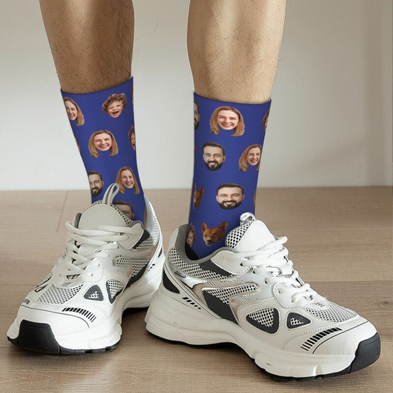 Personalized Face Socks Multiple Photos Funny Mid-calf Socks Family Gift