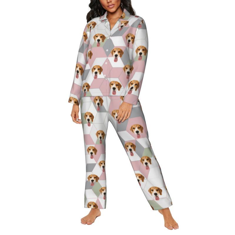 Personalized Pajamas Custom Pet Photo Simple and Elegant Geometric Pattern Design Gift for Her
