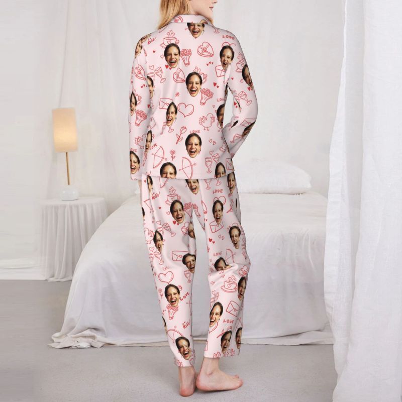Personalized Pajamas Custom Photo Simple Cute Little Pattern Design Adorable Gift for Her